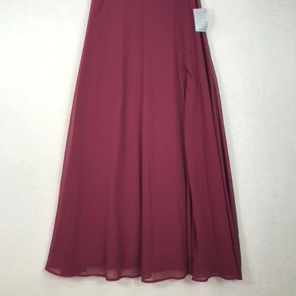 Lulus Dress Large Burgundy Adorning Glances Ruffles Resort Wedding Formal READ - Picture 4 of 16